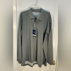 Proper 2XL Men's Snag Free Polo Shirt NWT Long Sleeve Heather Gray